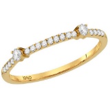 10kt Yellow Gold Womens Round Diamond Single Row Stackable Band Ring 1/6 Cttw