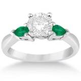 Pear Cut Three Stone Emerald Engagement Ring 14k White Gold (1.50ct)