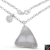 9.76 Carat Genuine Grey Moonstone And White Topaz .925 Sterling Silver Pendant