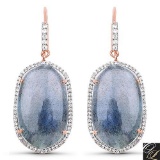 14K Rose Gold Plated 28.08 Carat Genuine Labradorite And White Topaz .925 Sterling Silver Earrings