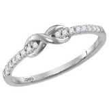 10kt White Gold Womens Round Diamond Infinity Knot Stackable Ring 1/10 Cttw
