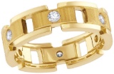 14kt Yellow Gold Mens Round Diamond Link Chain Wedding Band Ring 1/2 Cttw