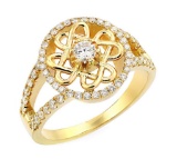 10K Yellow Gold Trinity Knot Diamond Wedding Ring APPROX .95 CTW (VS2)