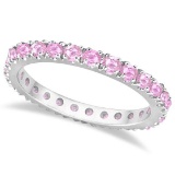 Pink Sapphire Eternity Ring Stackable Band 14k White Gold (0.73ct)