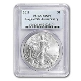 2011 Silver American Eagle MS-69 PCGS (25th Anniv)