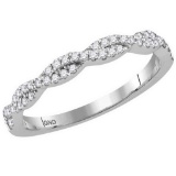 10kt White Gold Womens Round Diamond Interwoven Stackable Band Ring 1/4 Cttw