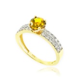 Citrine Gemstone 10K Gold Diamond Pave Ring APPROX 1.04 CTW (VS2-SI1)