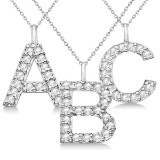 Customized Block-Letter Pave Diamond Initial Pendant in 14k White Gold