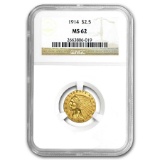 1914 $2.50 Indian Gold Quarter Eagle MS-62 NGC
