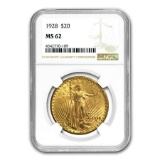 1928 $20 Saint-Gaudens Gold Double Eagle MS-62 NGC