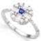 CLASSY CREATED BLUE SAPPHIRE 925 STERLING SILVER HALO RING