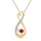10kt Yellow Gold Womens Round Lab-Created Ruby Moving Twinkle Solitaire Infinity Pendant 1/3 Cttw