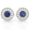 1 1/5 CARAT CREATED BLUE SAPPHIRE & 1/4 CARAT (28 PCS) FLAWLESS CREATED DIAMOND 925 STERLING SILVER