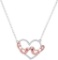 10kt White Gold Womens Round Diamond Heart Rose-tone Lovebirds Pendant Necklace 1/10 Cttw