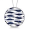 Circle Blue Sapphire and Diamond Pendant Necklace 14K White Gold (1.53ct)