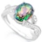 2 2/3 CARAT GREEN MYSTIC GEMSTONE & DIAMOND 925 STERLING SILVER RING