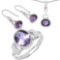 8.60 Carat Genuine Amethyst .925 Sterling Silver Ring, Pendant and Earrings Set