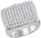 10kt White Gold Mens Round Pave-set Diamond Rectangle Cluster Ring 2-3/4 Cttw