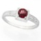 3/5 CARAT GARNET & DIAMOND 925 STERLING SILVER RING