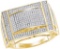 10kt Yellow Gold Mens Round Pave-set Diamond Convex Dome Rectangle Cluster Ring 3/4 Cttw