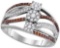 Womens 10K White Gold Enhanced Cognac Brown Colored Diamond Fashion Ring 1/2 CT