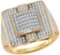 10kt Yellow Gold Mens Round Diamond Square Cluster Ring 1/2 Cttw