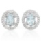 3/4 CARAT AQUAMARINE & DIAMOND 925 STERLING SILVER EARRINGS