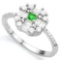 CREATED EMERALD 925 STERLING SILVER HALO RING