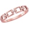 10kt Rose Gold Womens Round Diamond Chain Link Stackable Band Ring .03 Cttw