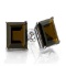 1.12 CARAT SMOKEY TOPAZ PLATINUM OVER 0.925 STERLING SILVER EARRINGS