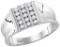 10kt White Gold Mens Round Channel-set Diamond Triple Row Wedding Band Ring 1/4 Cttw