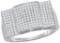 10kt White Gold Mens Round Pave-set Diamond Rectangle Dome Cluster Ring 1/2 Cttw