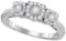 Womens 10K White Gold Fanook Diamond 3 Stone Wedding Engagement Ring 1/2 CT
