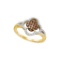 10kt Yellow Gold Womens Round Cognac-brown Colored Diamond Quatrefoil Cluster Ring 1/3 Cttw