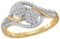 10kt Yellow Gold Womens Round Diamond Double Circle Cluster Ring 1/5 Cttw