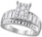 10kt White Gold Womens Round Diamond Rectangle Cluster Bridal Wedding Engagement Ring 7/8 Cttw - Siz