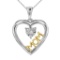Sterling Silver Womens Round Diamond Moving Twinkle Solitaire Two-tone Mom Heart Pendant .02 Cttw
