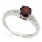 1 CARAT GARNET & DIAMOND 925 STERLING SILVER RING