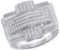 10kt White Gold Mens Round Diamond Convex Cross Rectangle Cluster Ring 1/2 Cttw