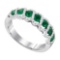 14kt White Gold Womens Round Emerald Diamond Outline Band 1.00 Cttw