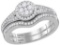 Bridal 10K White Gold Cluster Diamond Engagement Wedding Ring Band Set 1/2 CT