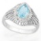 1 CARAT BABY SWISS BLUE TOPAZ & DIAMOND 925 STERLING SILVER RING