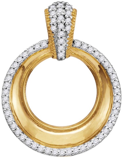 10kt Yellow Gold Womens Round Diamond Framed Outline Circle Pendant 1/6 Cttw