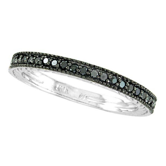 Black Diamond Stackable Ring Guard in 14K White Gold (0.312 ct)