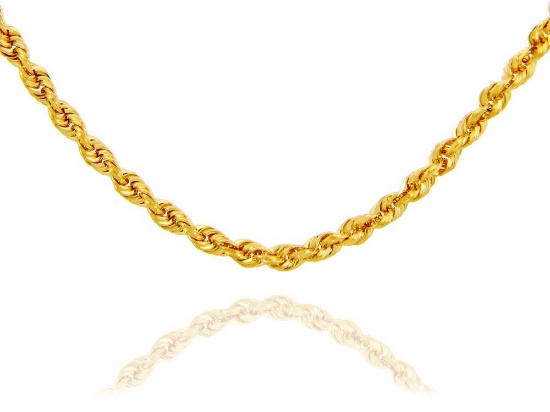 Rope Solid 10K Gold Chain 1.5mm 16" (3.68 GRAMS)