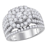 14kt White Gold Womens Round Diamond Cluster Bridal Wedding Engagement Ring 3.00 Cttw