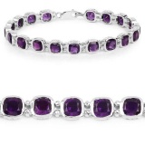 15.00 Carat Genuine Amethyst .925 Sterling Silver Bracelet