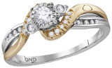 14kt White Two-tone Gold Womens Round Diamond Solitaire Bridal Wedding Engagement Ring 1/4 Cttw