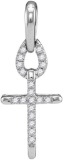 10kt White Gold Womens Round Diamond Small Roman Cross Religious Pendant 1/10 Cttw