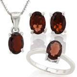 3 1/2 CARAT GARNET 925 STERLING SILVER SET